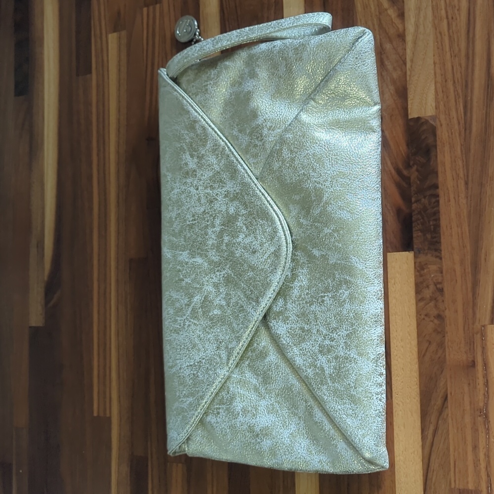 Big Buddha metallic gold clutch faux leather
